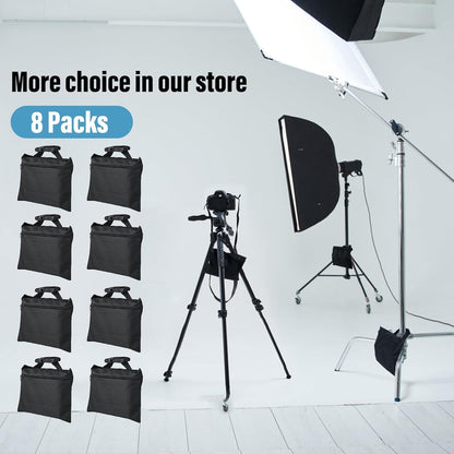 Sandbags 4 Packs with 4 PE Bags, Heavy Duty Sand Bags, Sand Bags for Weight with Zipper and Buckle Straps for Support Light Stand, More 2/4/6/8/10/12 Packs Sand Bag to Choose.