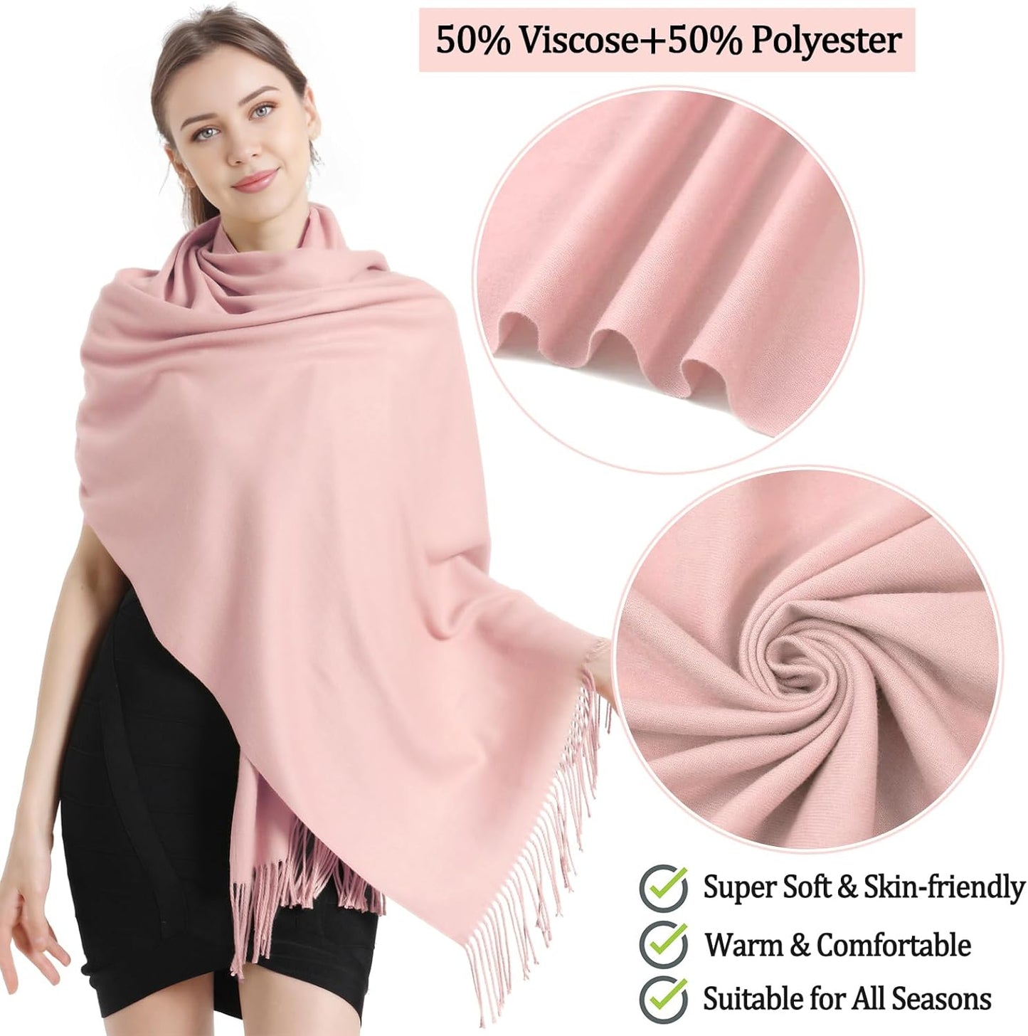Pashmina Scarf and Shawl - Soft Women Pashminas Wrap for Wedding Evening Party dresses