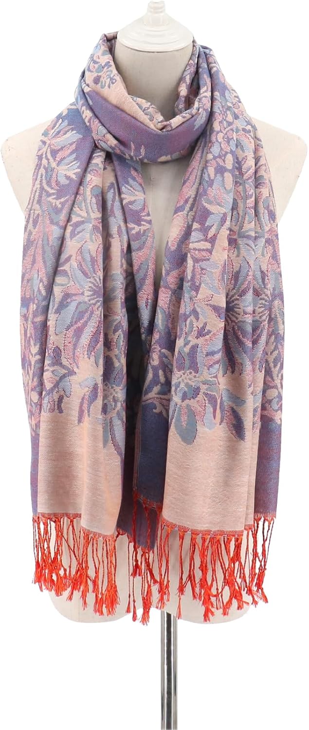 vimate Silky Paisley Pashmina Shawl Scarf-Women's Soft Double-side Jacquard Pashminas Wrap for Evening Dress Travel Shawl
