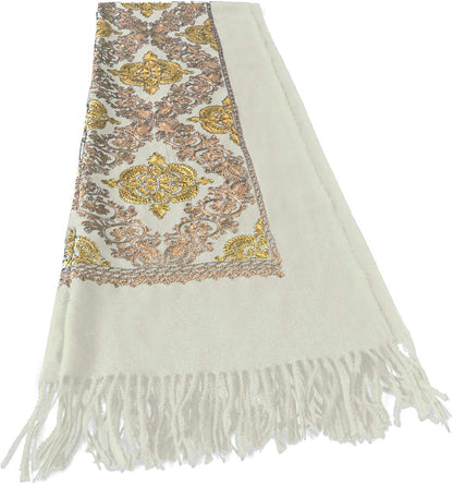 Urban CoCo Women's Embroidered Oversize Tassel Shawl Scarf Wraps for Women
