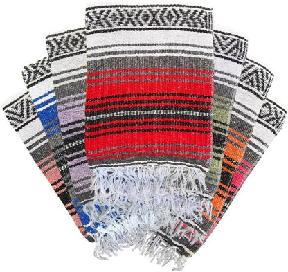 Open Road Goods Bulk Falsa Blankets - Handwoven Authentic Mexican Falsa - Great for Weddings, Yoga, Beach, Picnics, or Mexican Throw! (Tan, 7 Pack)