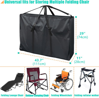 Kovshuiwe Large Outside Chair Storage Bag, 600D Chair Carry Bag for Zero Gravity Chair Cover, Heavy Duty Folding Lounge Chair Carrying Case, Extra Large Moving Bags with Zippers