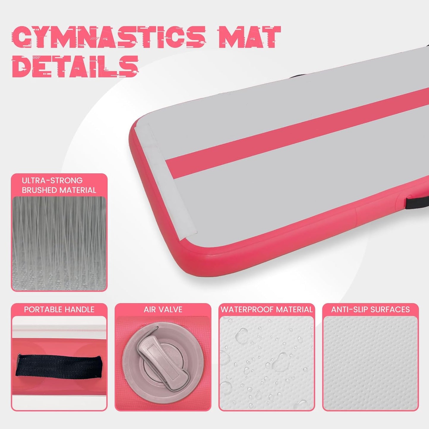 Tuxedo Sailor Inflatable Gymnastics Tumbling Mat Tumble Track Thickness Floor Mat With Electric Air Pump for Gymnastics/Training/Home/Cheerleading/Water/Gym/Yoga