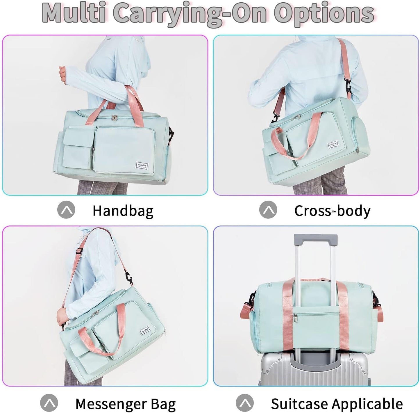 FIORETTO Women's Gym Duffle Bag with Shoes Compartment, 30L Capacity, Ideal for Travel, Gym, Sports, Duffel, Weekender