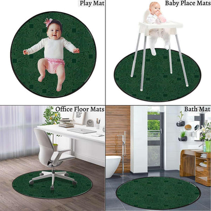 Emerald Fern Green Round Area Rugs,Indoor Throw Runner Circle Rug Entryway Doormat Floor Carpet Pad Yoga Mat for Bedroom Living Room Circuit Board Diagram Diameter 39.4 in