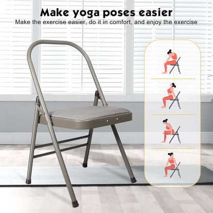 Yoga Auxiliary Chair Backless Yoga Chair Portable Folding Yoga Chair with Non-Slip Feet Covers for Flexibility and Strength Training