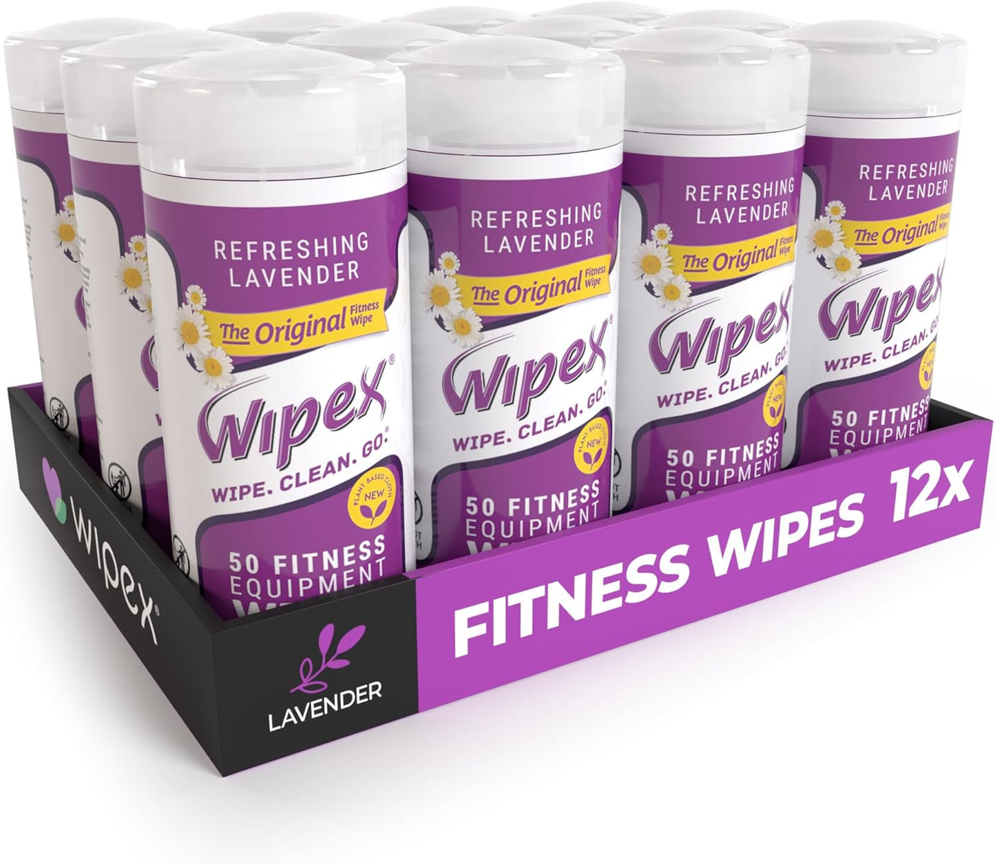 Wipex Original Fitness Equipment Wipes -EWG Verified - 50 Count Plant-Based No-Lint Cloth Gym Wipes for Workout Equipment, Yoga Mat Cleaner, Peloton Cleaner with Lavender Essential Oil & Vinegar,