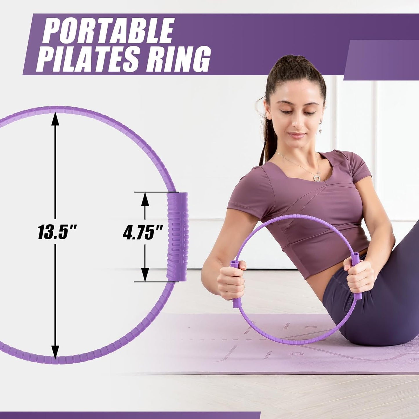 Krightlink Pilates Ring Circle, 14" Magic Circle Pilates Rings for Focusing on Toning Inner Thighs, Arms, and Core, Fitness Exercise Ring Workout Ring for Yoga and Pilates