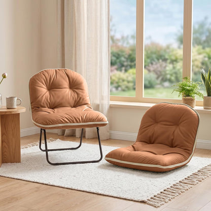 ZonLi Floor Chair for Adults, Adjustable Folding Meditation Chair with Back Support, Cozy Lazy Floor Sofa Chair for Reading Gaming Relaxing, Japandi Lounge Seat for Bedroom Dorm Living Room,Brown