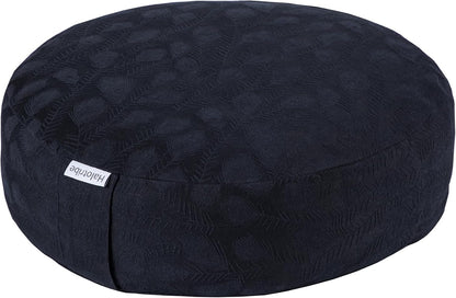 Meditation Cushion, Comfortable Meditation Pillow with Peacock Feather Jacquard Cover. Buckwheat Hull Filled Zafu Floor Pillow 16 * 16 * 5 in