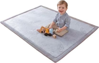 Hakuna Matte CloudSoft Mat for Floor 60" x 80" Beige – Coral Velvet Memory Foam Rug – Non-Slip, Water-Resistant