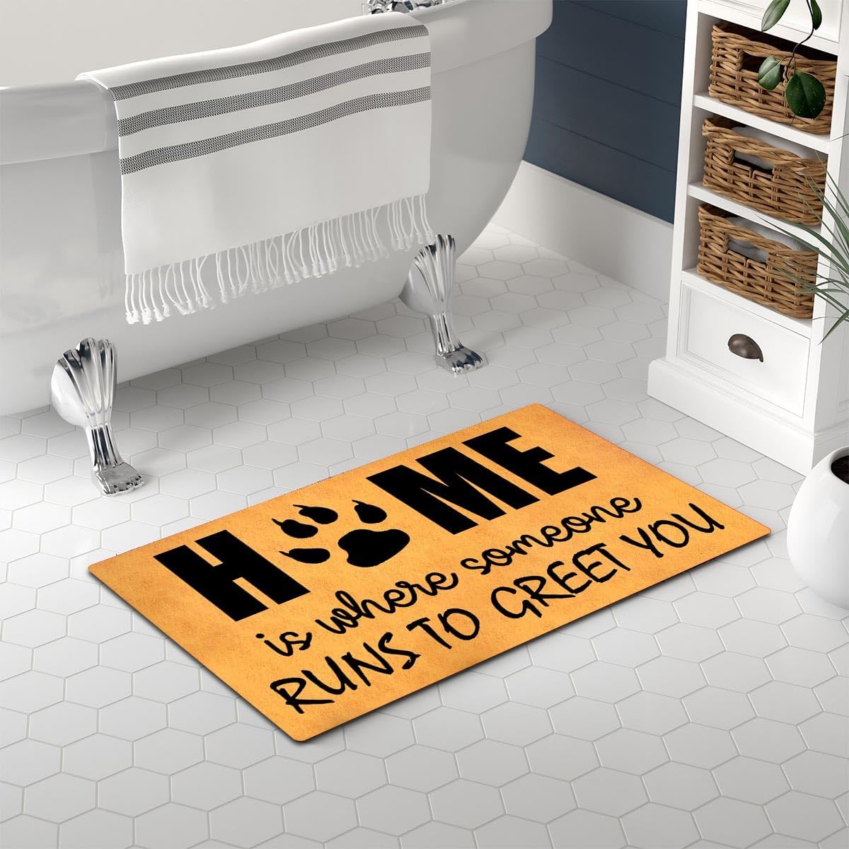 MELODADDY Funny Welcome Doormat Front Door Decor Rugs with Rubber Back 30"(L) x 18"(W) Personalized Matt Outside Entrance (Leave Your Worries At the Door Yoga Meditation Namaste)