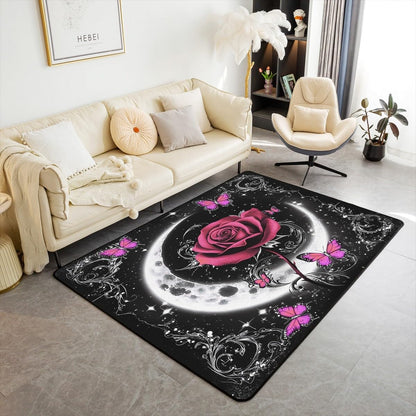 Feelyou Floral Rose Indoor Floor Mat Set,Romantic Blue Rose Rugs for Living Room Bedroom Area Rug 3x5,Boys Girls,Botanical Flower Rose Accent Rug Doormats Floor Mat for All Season