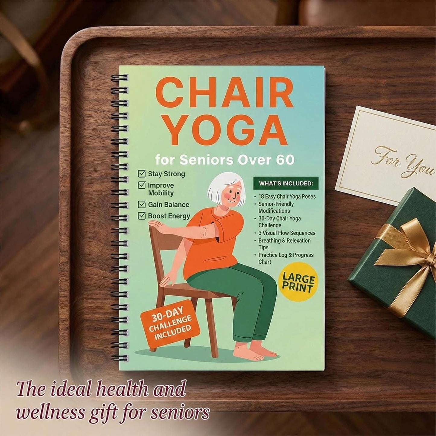 Chair Yoga for Seniors Over 60, 30-Day Challenge Gentle Seated Yoga Exercises Guidebook, Step-by-Step Fitness Planners Instructions Books for Seniors Beginners – 8.2″ x 5.5″ Pink Yoga Book