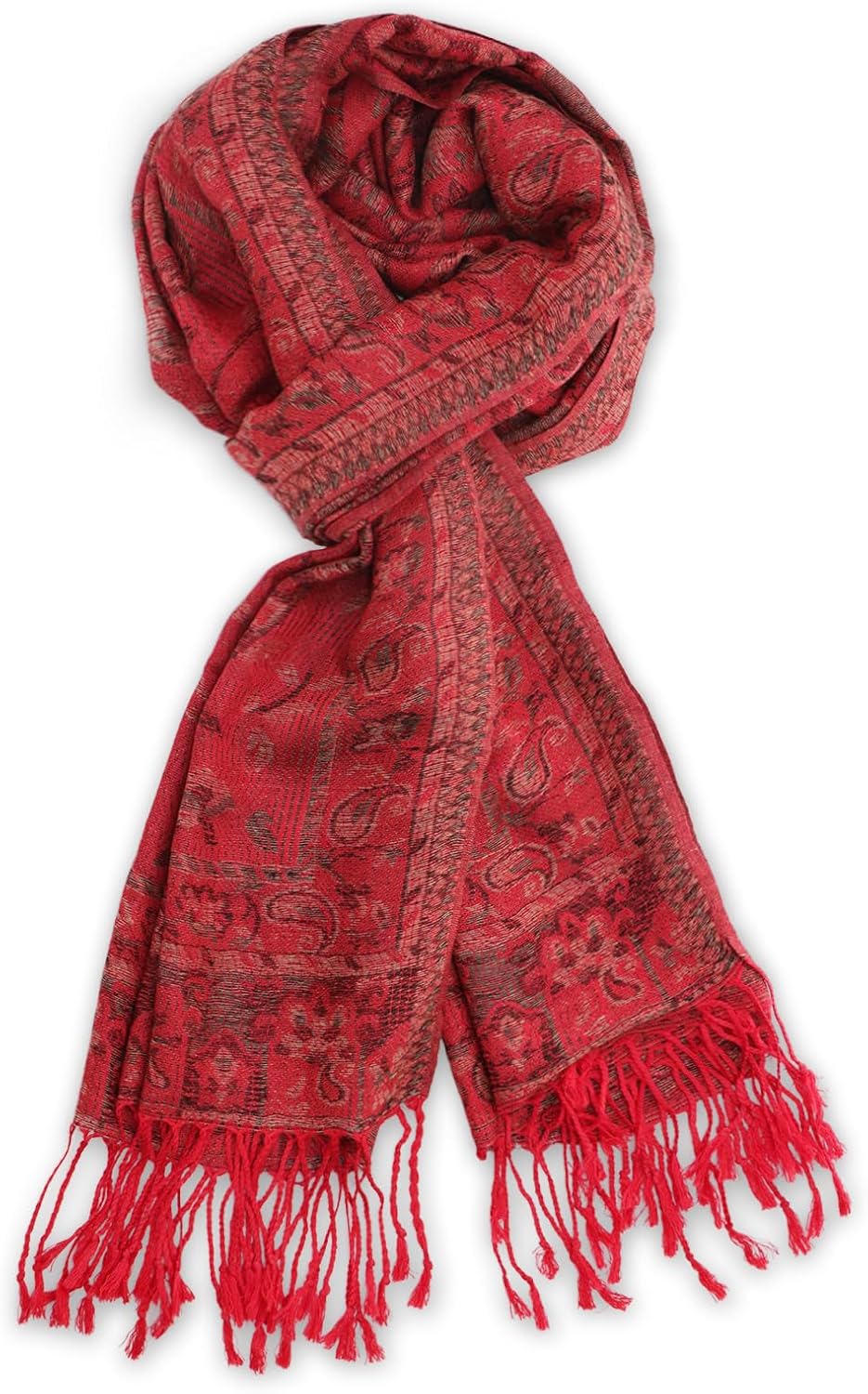 Ciormis Two Tone Silky Paisley Pashmina Shawl Scarf,Soft Women's Rave Jacquard Pashminas Wrap Scarves