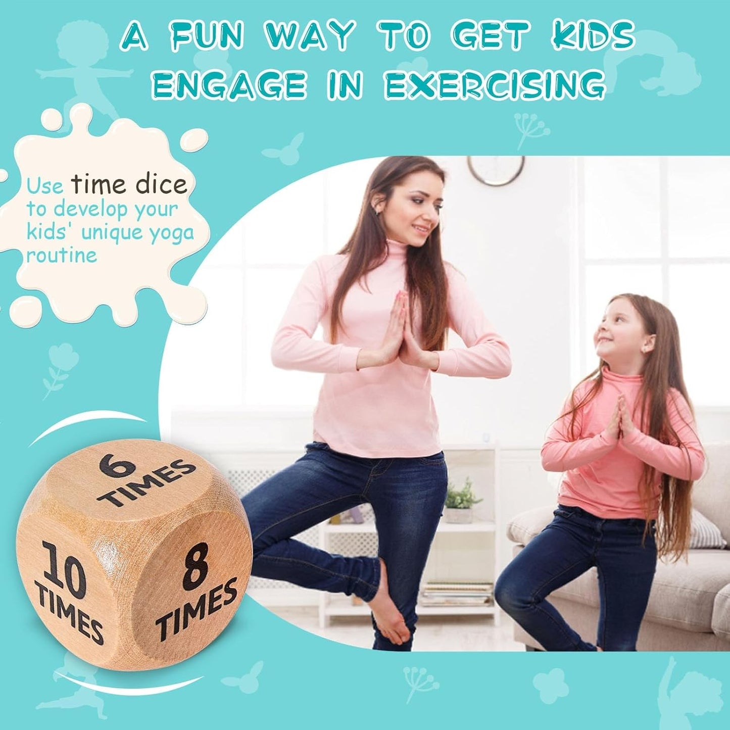 Garybank Yoga Dice in Wooden Gift Box with Practice Guide, 8 Workout Exercise Dice, Tons of Possible Combinations, Yoga Accessories Gifts for Beginners Women, Mindfulness Meditation Gifts,Fitness Dice