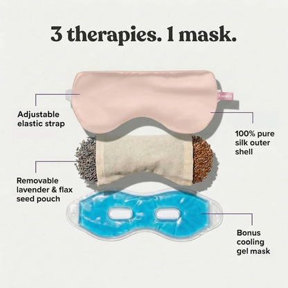 ASUTRA Silk Eye Pillow for Sleep, Purple - Filled w/Lavender Buds & Flax Seeds, Weighted Eye Mask, Meditation & Light Blocking Blindfold, Cooling Gel Mask Included