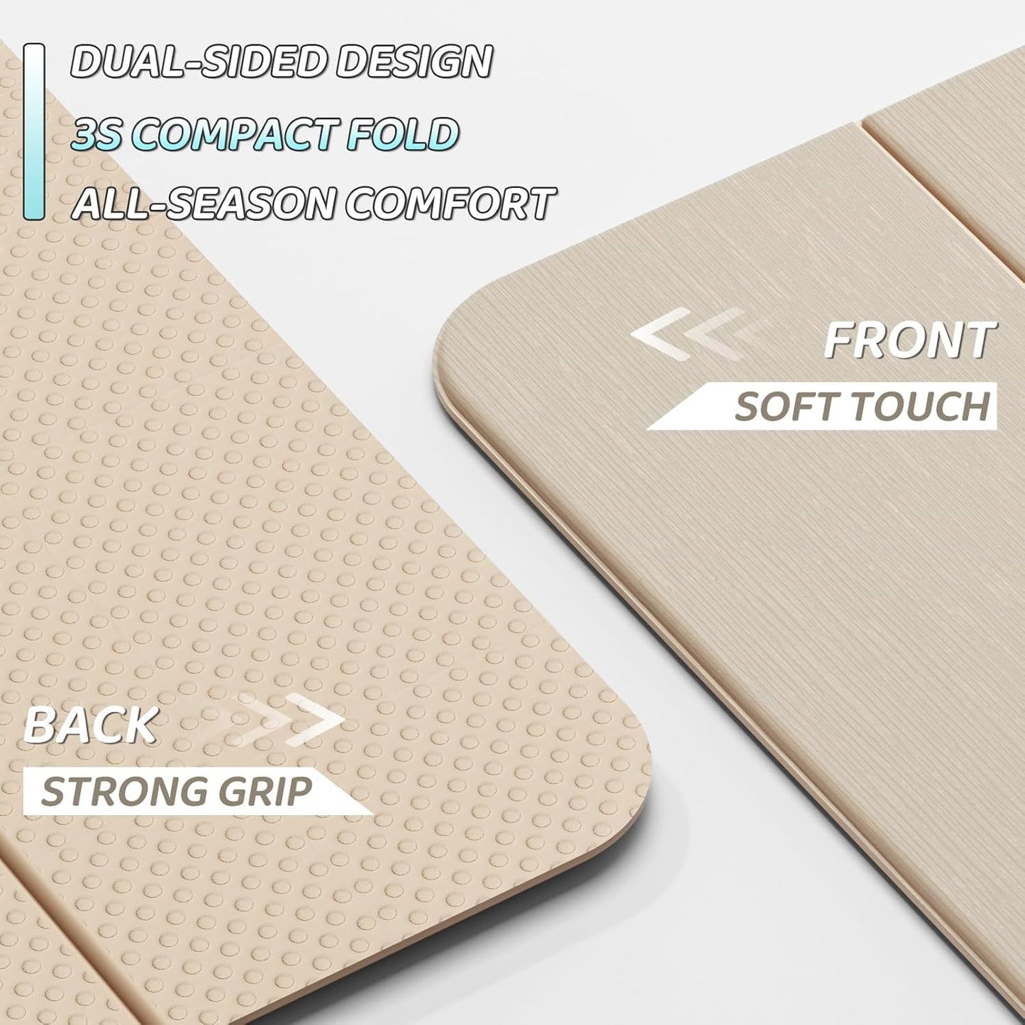 ILILI Foldable Yoga Mat 71 * 24 * 0.3'' - TPE Non-Slip Fitness Mat for Home，Waterproof & Lightweight (2lb) for Home Gym, Pilates & Stretching,Fitness Workouts