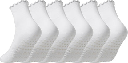 COOLMATE Pilates Socks with Grips for Women, Yoga Socks, Crew Non Slip Women for Barre, Pilates Gifts for Women - Colors A