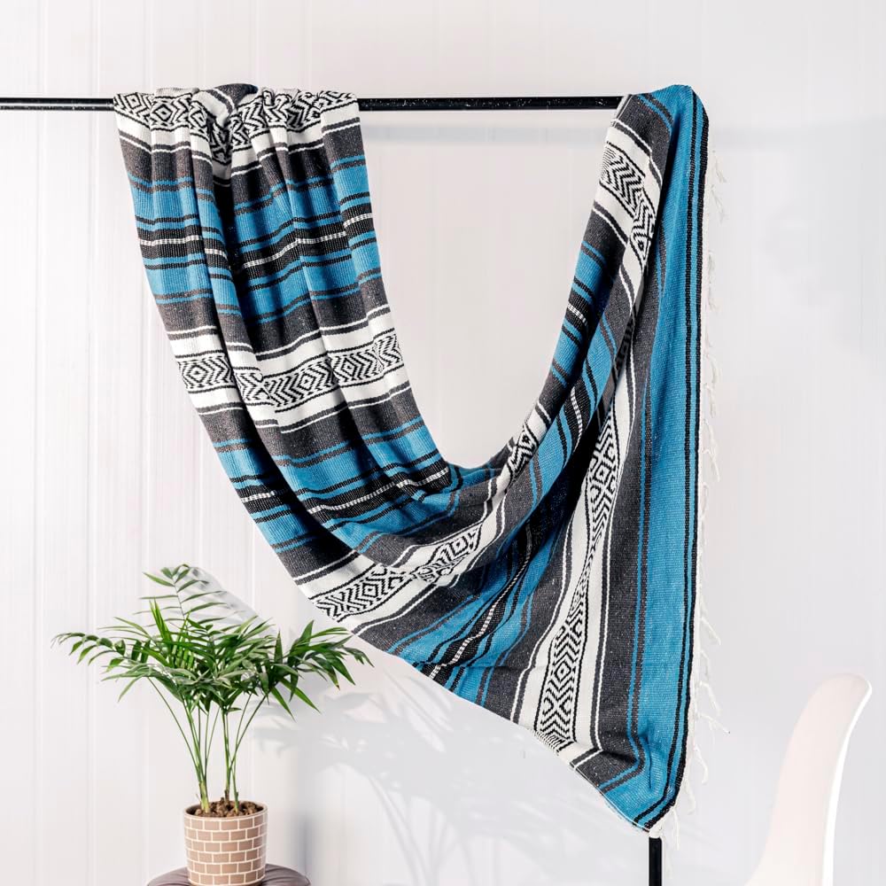 Airooglee 69" L x 51" W Large Mexican Blanket - Perfect as Yoga Outdoor Beach Serape Picnic Camping Woven Blanket, Boho Home Décor - Red