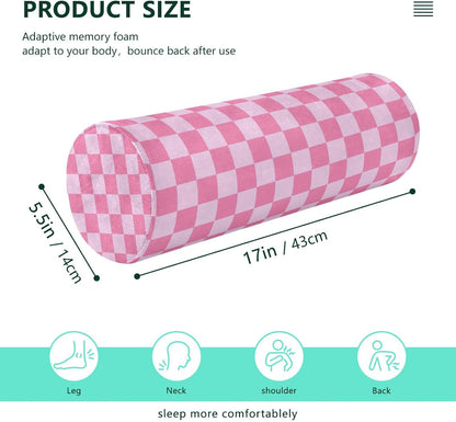 c Neck Roll Pillow Bolster Round Health Memory Foam Long Cervical Cylinder Pillows with Removable Washable Cover for Body Bed Legs Back Yoga - Colors A