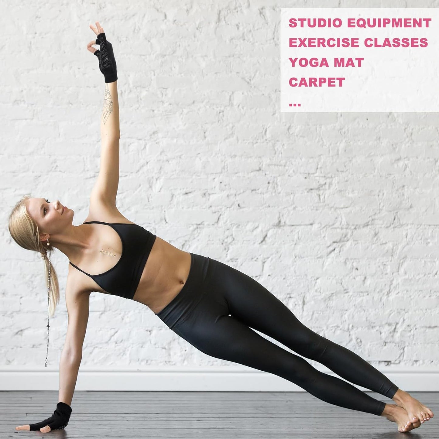 Eurzom 2 Pairs Non Slip Yoga Gloves for Women Fingerless Pilates Gloves with Grips for Yoga Fitness Workout Sports Exercise Gym