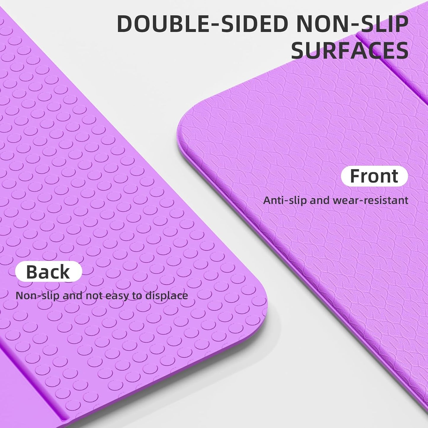 Folding Yoga Mat Extra Thick 0.4 Inch, Foldable Yoga Mat 75 x 26 Inches, TPE Exercise Mat, 7-Panel Non Slip Cushioned Fitness Mat for Yoga, Pilates, Stretching, Home Workout