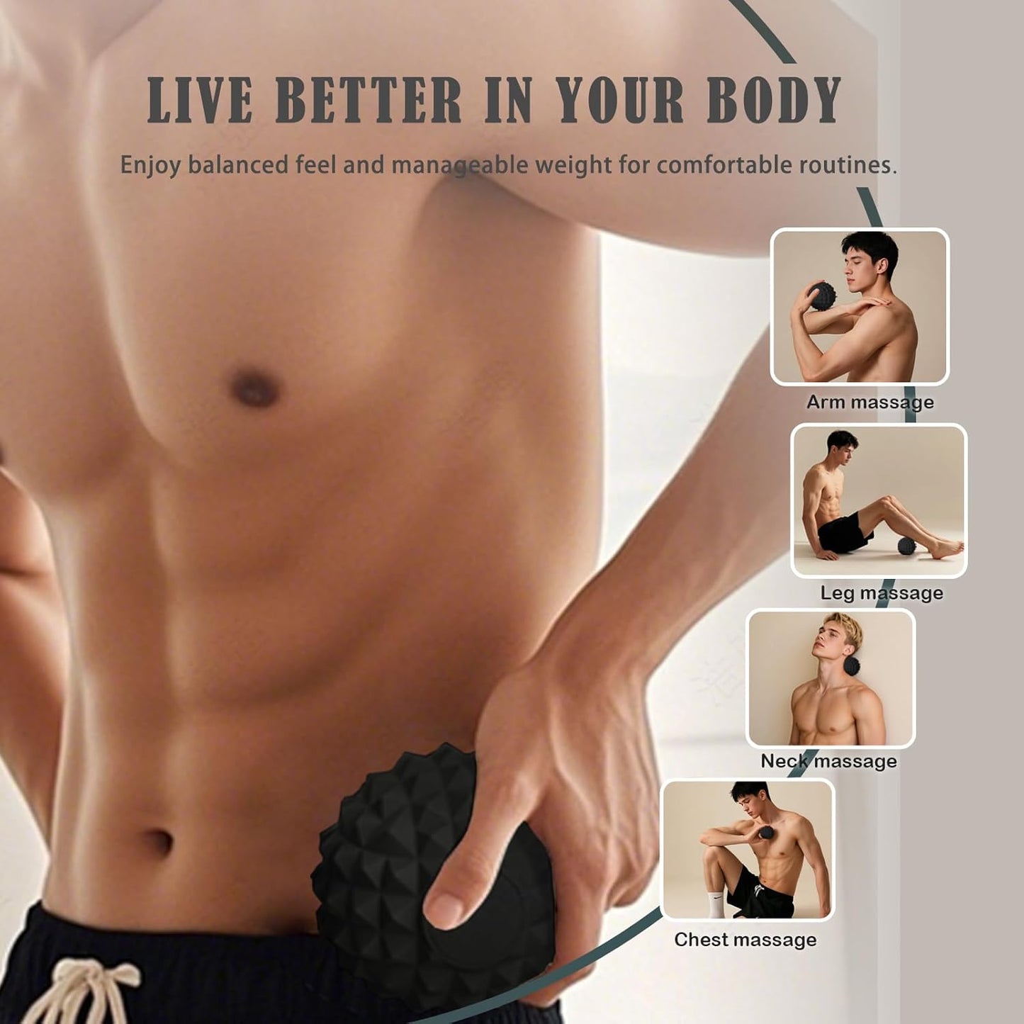 JIEJUNJI Massage Balls Set for Deep Tissue Muscle Relief, Trigger Point & Myofascial Release, Full Body Use for Back, Neck, Shoulder, Foot & Hip (Peanut Ball Set)