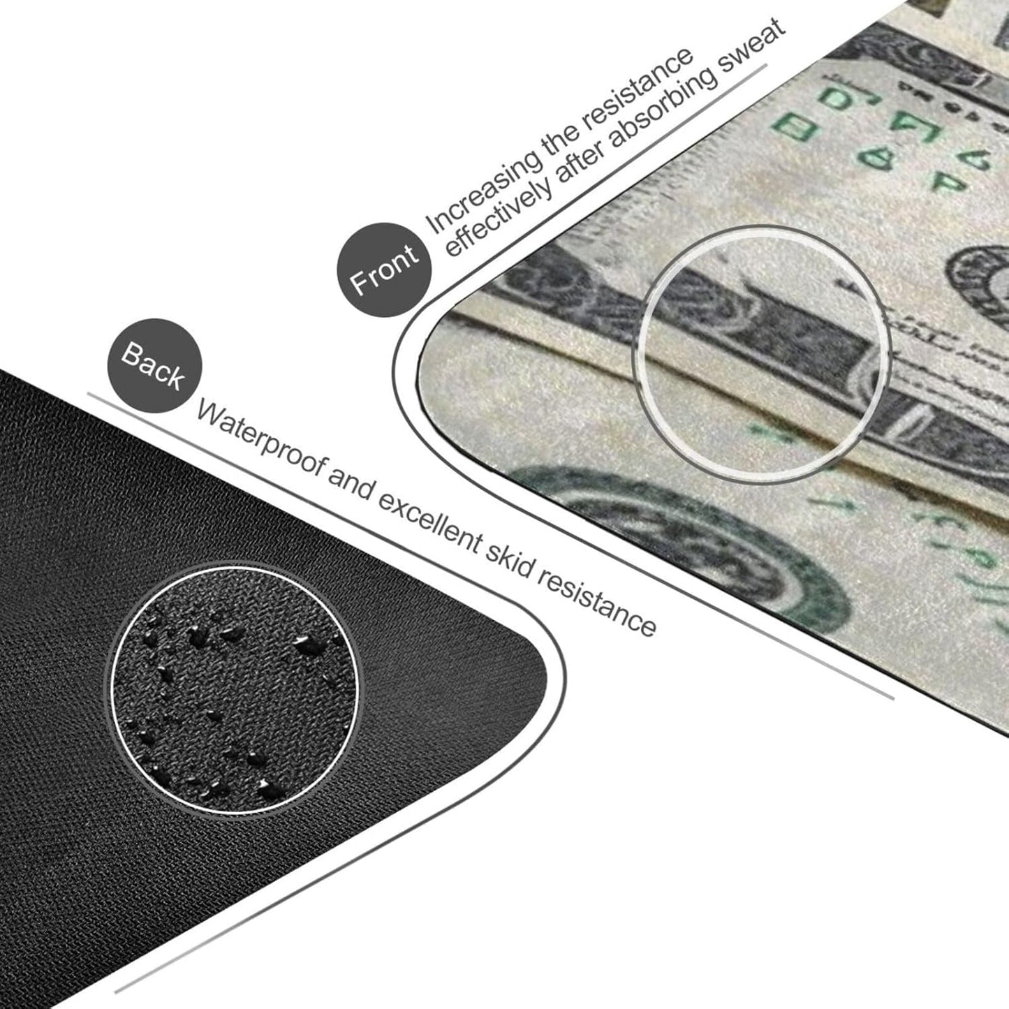 Dollar Cash Rich printed foldable yoga mat for travel For hot yoga, natural rubber non slip, with yoga mat storage tapete para ejercicio 71x26 inches