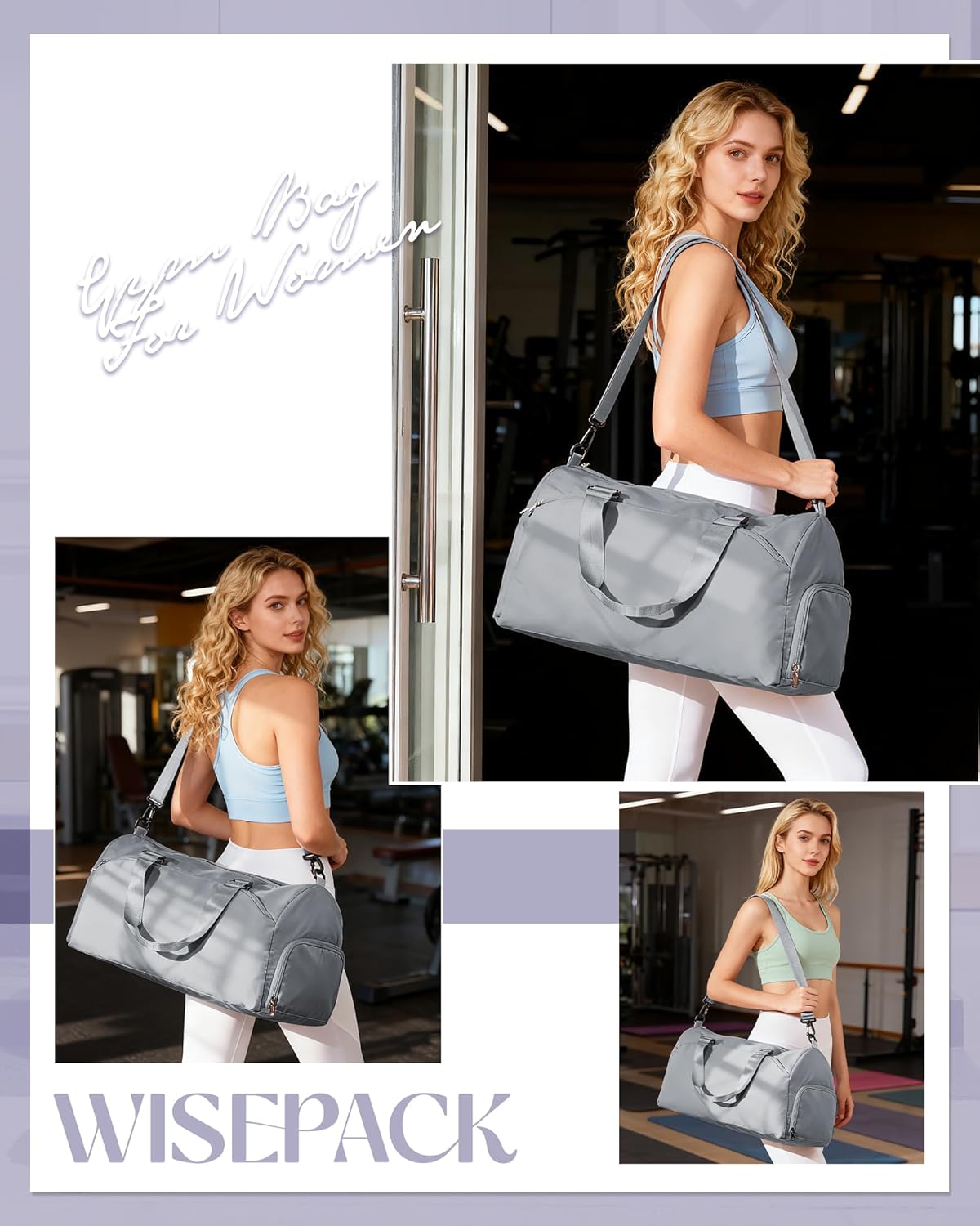 Gym Bag Womens Mens with Shoes Compartment and Wet Pocket Travel Duffel Bag for Women for Plane Sport Gym Tote Bags Swimming Yoga Waterproof Weekend Overnight Carry on Bag Hospital Holdalls - Colors C