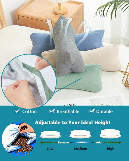 Cervical Buckwheat Roll Pillow for Sleeping,15.7"x5.9" Buckwheat Hulls Pillows Filling, Triangle Pillow for Neck Support Yoga Bolster, Adjustable Fill for Neck Pain Relief,Gray