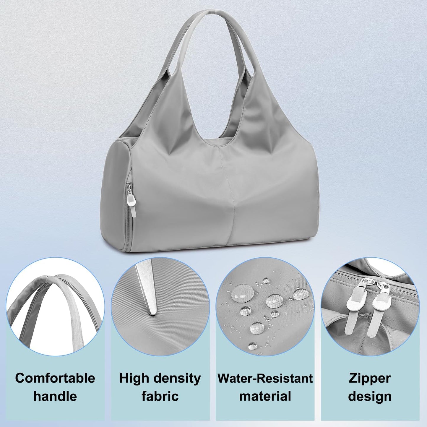 forestfish Yoga Gym Bag for Women with Shoes Compartment & Wet Dry Storage Pockets Lightweight Duffel Bag, Beige