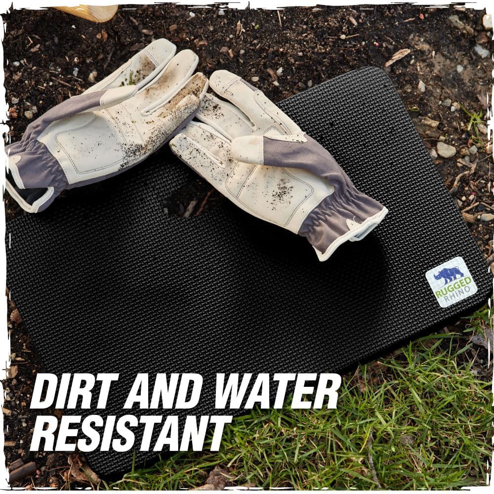 RUGGED RHINO Heavy Duty Patent Pending Kneeling Pad, Shock Absorbent Thick Knee Pads, Holds Up to 300 lbs, Protect Knees from Hard Concrete Surfaces, For Mechanics, Yard Gardening, Gym, Slate Gray