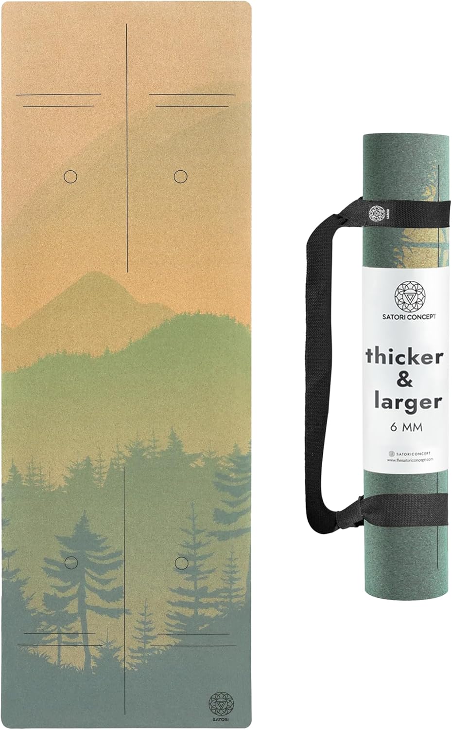 Cork Yoga Mat with Natural Rubber Base, Extra Size, Thickness and Support, Excellent Cushion & Grip, Non-Slip, Non-Toxic, Sweat-Resistant, Sustainable, Eco-friendly Exercise Mat