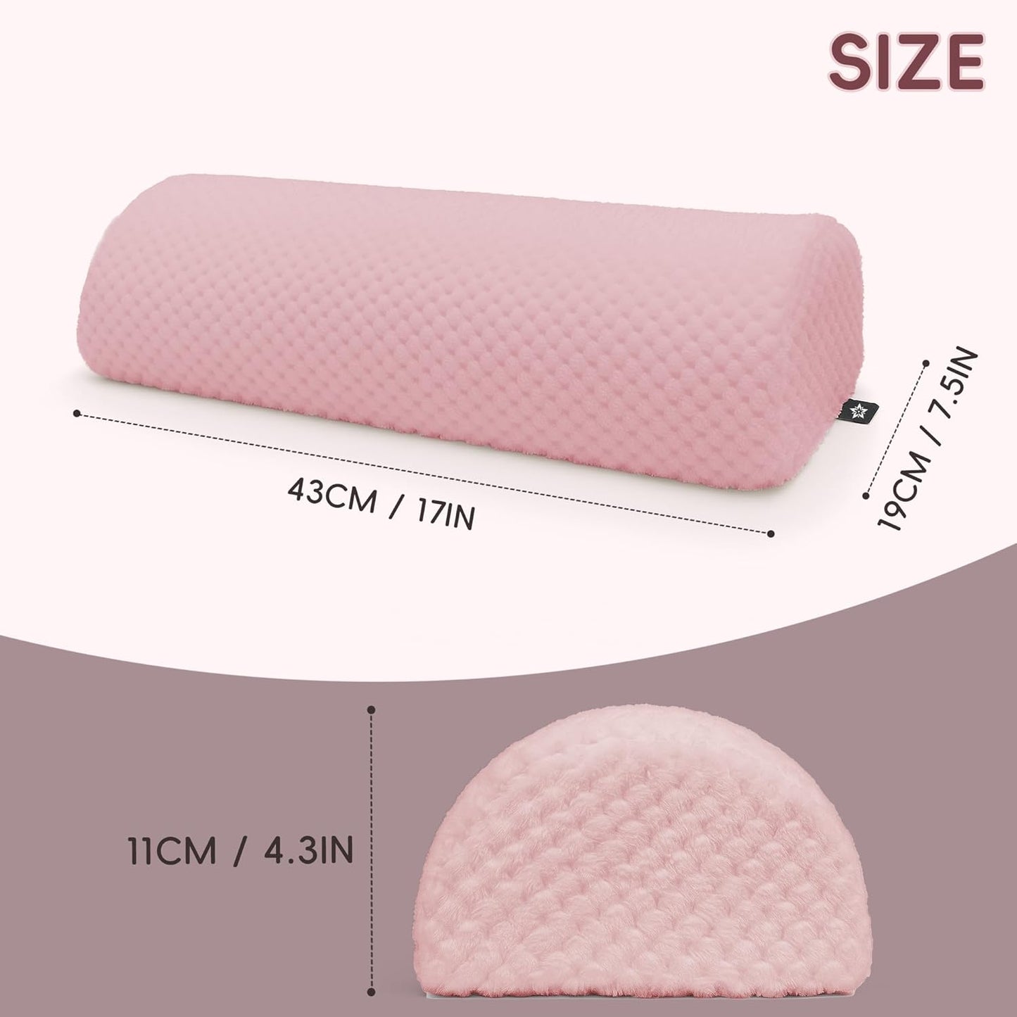 SPRING SEAON Half Moon Bolster Knee Pillow for Back Sleeping Memory Foam Leg Pillow for Ankle and Foot Comfort Under Knee Pillow for Side Sleepers Machine Washable Cover(17" x 7.5" x 4.3")