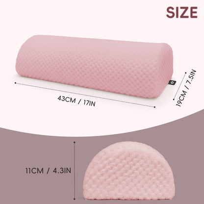 SPRING SEAON Half Moon Bolster Knee Pillow for Back Sleeping Memory Foam Leg Pillow for Ankle and Foot Comfort Under Knee Pillow for Side Sleepers Machine Washable Cover(17" x 7.5" x 4.3")