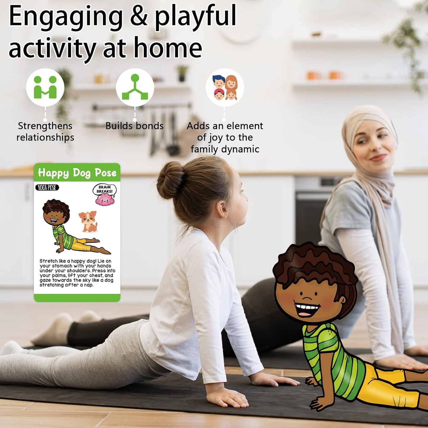 gisgfim Yoga Cards 30 Yoga Poses Fun Cartoon Workout Positions Flash Cards for Home Gym Use Beginners Advanced Learners Educational Activities Memory Game Promotes Mindfulness and Relaxation