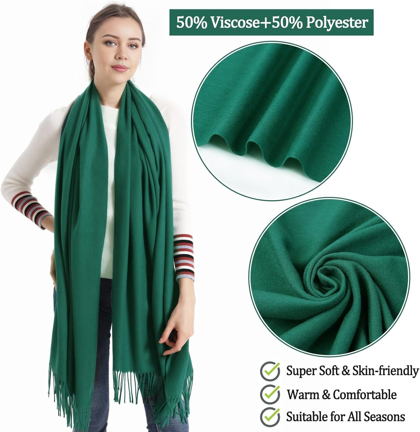 Pashmina Scarf and Shawl - Soft Women Pashminas Wrap for Wedding Evening Party dresses