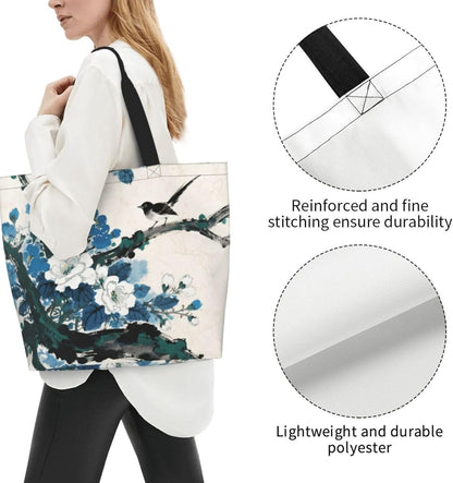 Tote Shoulder Bag Large Durable Reusable Eco-friendly Handbag Lightweight Stylish for Daily Use-19.7x15.7x5.9 Inch - Colors A