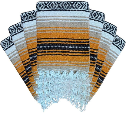 Open Road Goods Bulk Falsa Blankets - Handwoven Authentic Mexican Falsa - Great for Weddings, Yoga, Beach, Picnics, or Mexican Throw! (Tan, 7 Pack)