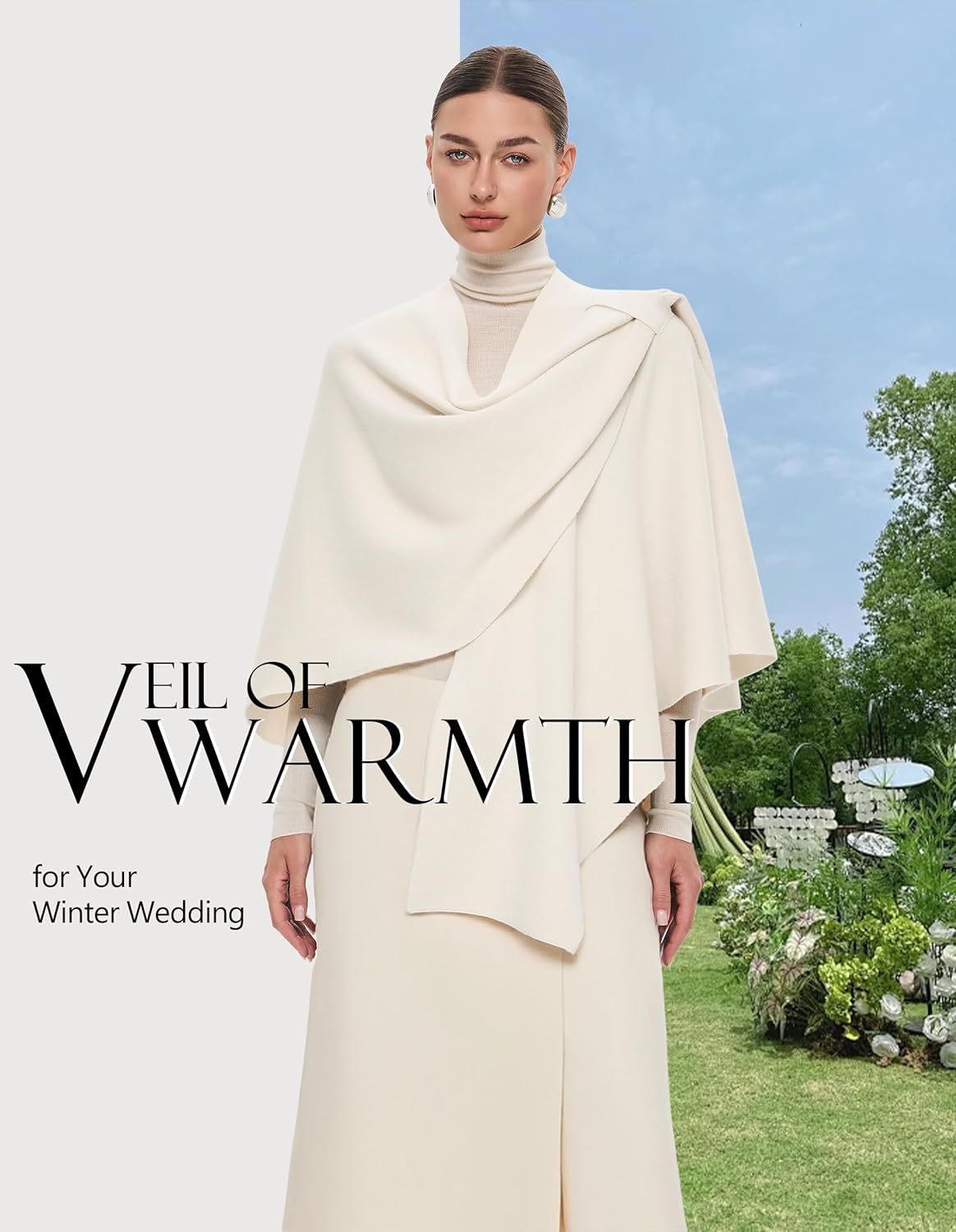PULI Womens Large Cross Front Poncho Sweater Wrap Topper Knitted Elegant Shawls Cape for Fall Winter