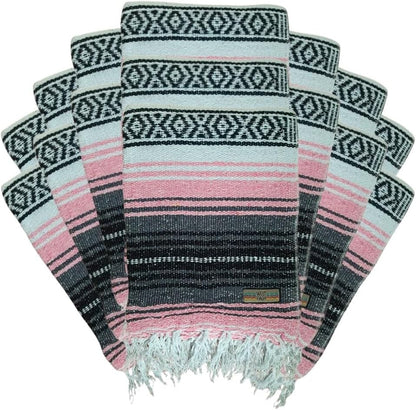 Open Road Goods Bulk Falsa Blankets - Handwoven Authentic Mexican Falsa - Great for Weddings, Yoga, Beach, Picnics, or Mexican Throw! (Tan, 7 Pack)