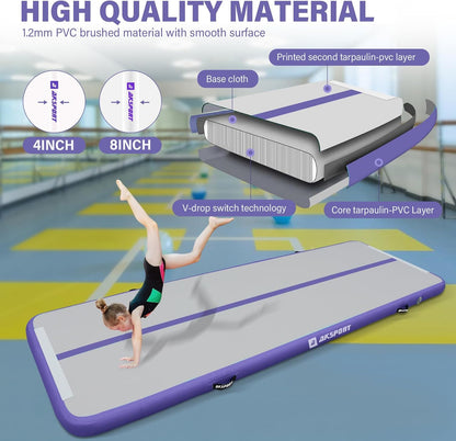 AKSPORT Gymnastics Air Mat Tumble Track Tumbling Mat Inflatable Floor Mats with Air Pump for Home Use/Tumble/Gym/Training/Cheerleading/Parkour/Beach/Park/Water