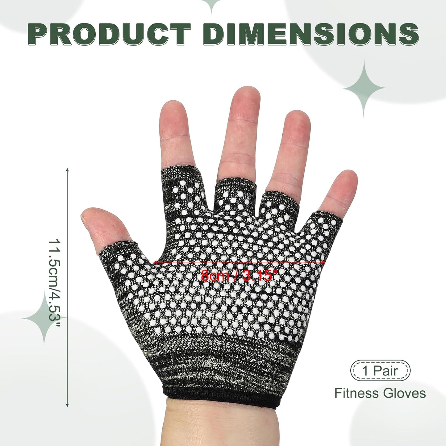 Yoga Gloves, Non Slip Fingerless Pilates Gloves Breathable Exercise Workout Mittens