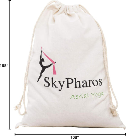 5.5 Yards Aerial Silks Yoga Swing Set - Aerial Yoga Hammock Kit Anti-Gravity Flying for Fitness, Low/Non Stretch Nylon Tricot Fabric Hardware Included for Dance