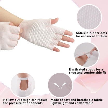 2 Pairs Non Slip Yoga Gloves Socks Set, Women Fingerless Gym Gloves and Pilates Socks for Fitness Exercise Yoga