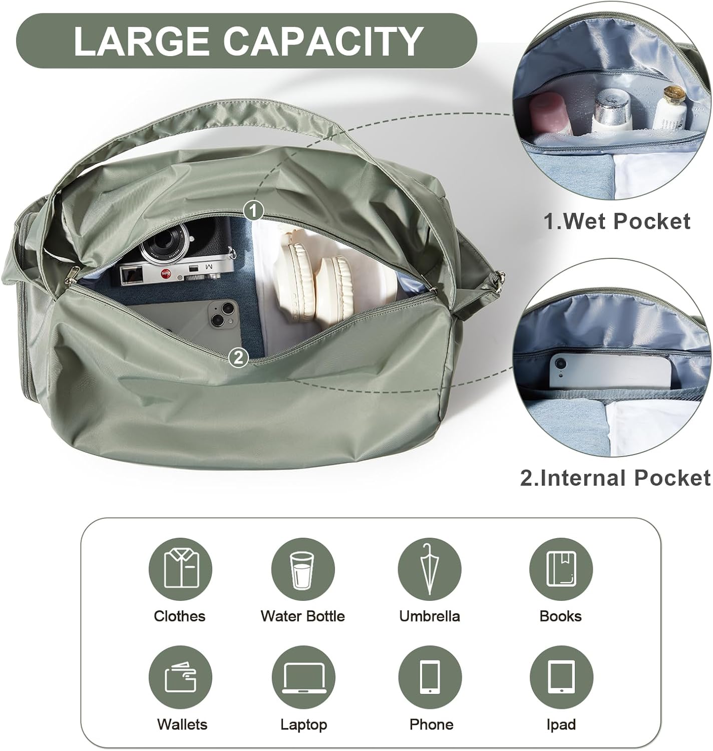 Small Gym Bag with Shoe Compartment, Workout Sport Duffle Bag for Women Travel, Waterproof Shoulder Overnight Bags Lightweight Carry on Tote Bags for Swim, Yoga, Dance
