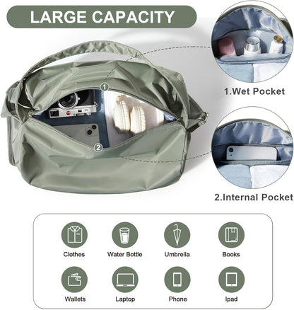 Small Gym Bag with Shoe Compartment, Workout Sport Duffle Bag for Women Travel, Waterproof Shoulder Overnight Bags Lightweight Carry on Tote Bags for Swim, Yoga, Dance