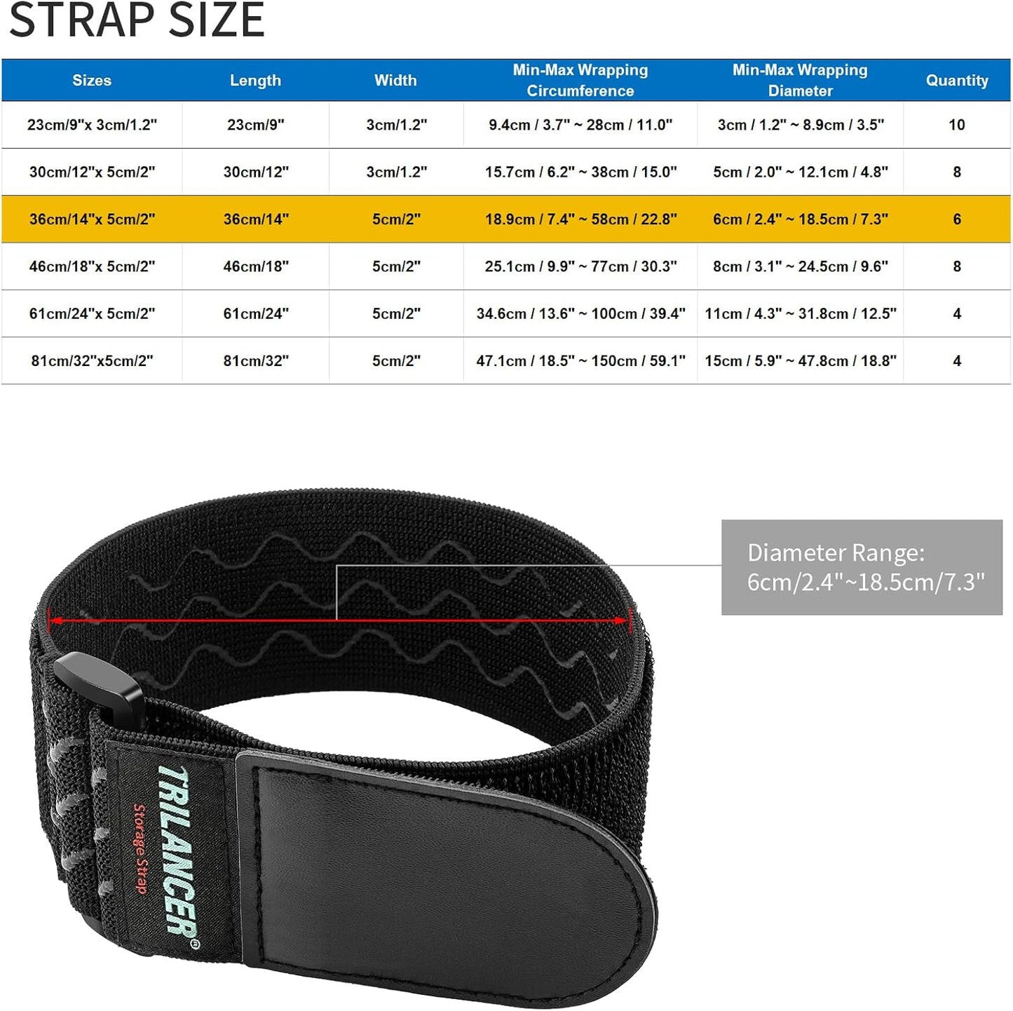Trilancer Elastic Cinch Straps with Anti-Slip Strips, 24 "x 2" (4 Pack) Multipurpose Hook and Loop Bundling Straps for Hose, Cords, Bike, Luggage, Camping, Yoga Mats