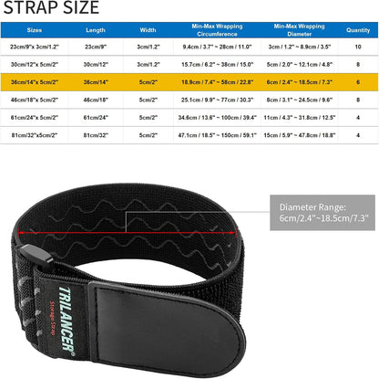 Trilancer Elastic Cinch Straps with Anti-Slip Strips, 24 "x 2" (4 Pack) Multipurpose Hook and Loop Bundling Straps for Hose, Cords, Bike, Luggage, Camping, Yoga Mats